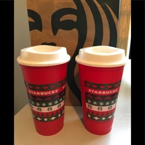 2 Starbucks 2020 Reusable 16oz Holiday Cups